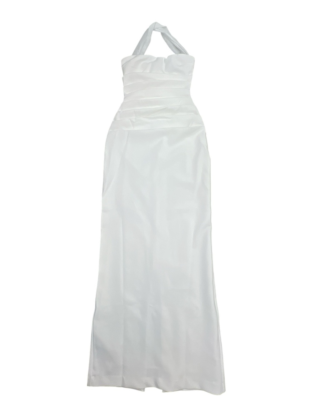 BABYBOO White Solid Knit Square Neck Bodycon Maxi Zip Dress XS - Picture 2 of 11